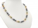 9589/ Necklace - shell pearls, 8 mm, multicolor, circonia...