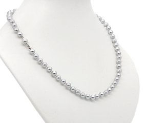 Necklace made from small shell seed beads in light grey with ball clasp