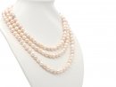 Long necklace made from pink and white cultured pearls
