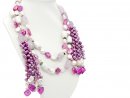 Open statement necklace with pink pearls and gemstones
