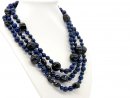 Long necklace made from blue and black agates