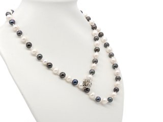 Halskette - Zuchtperlen, weiß und flieder, Magnetschließe / 9860