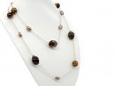 9888/ Necklace - tiger eye, smoky quartz and pearls,...
