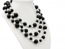Long necklace with black onyx and white howlite