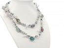 9896/ Bergkristall-Perlen-Fluorit Halskette 92cm auf...