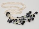9899/ dreireihige Halskette - Onyx und Serpentin mit...