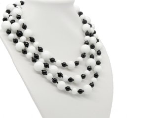 Halskette - Onyx und Howlith, 144 cm / 9903