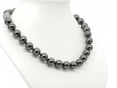 9925/ Necklace - shell pearls, 12 mm, anthracite,...