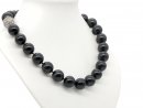 9929/ Necklace - shell pearls, black, 16 mm,...