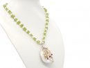 Gemstone necklace with mother-of-pearl pendant