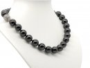 9593/ Shell pearl necklace - 14 mm black, circonia clasp