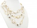 9523/ Two rowed necklace - shell pearls, golden colored...