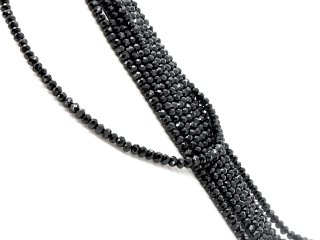 Spinell Strang - facettierte Rondelle 3x5 mm schwarz, Länge 40 cm /1046