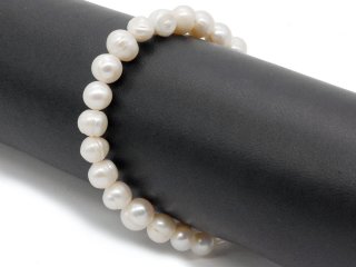 8974/ Bracelet - cultured fresh water pearls, satin white