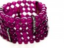 Bracelet - cinq rangs, Agate, magenta, 8 mm /8956