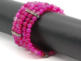 Achat, F&uuml;nfreihiges Armband, pink, 6 mm / 8950