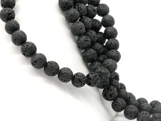 Durchbohrte, schwarze Lava-Kissen für Schmuck