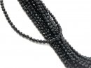 Faceted, pierced, black tourmaline beads