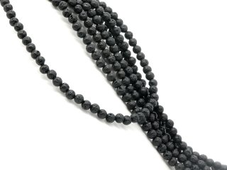 Lava strand - spheres 6 mm black, length 38.5 cm /5059