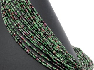 Rubin Zoisit strand - faceted rondelle, 2x3 mm red green, 39 cm /1452