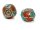 Deux perles en bronze avec turquoise et corail