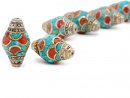 Two jewellery elements with turquoise and coral
