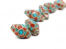 Bronze with coral and turquoise