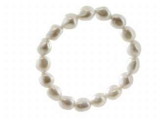 Bracelet - perles de coquillage, hexagonale, 10x12mm, blanc /8698