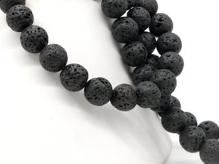 Durchbohrte, schwarze Lava-Kissen für Schmuck