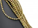 Cordon de perle de culture - baroque 6x7mm dor&eacute;,...