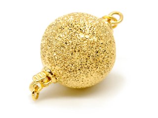 925/- silver ball clasp - gold plated, rough finish, 16 mm /0684
