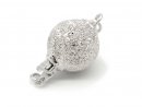 0677/ 925/- silver ball clasp - rough finish, 10 mm
