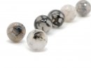 Two faceted grey agate beads