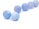 Two faceted blue agate beads