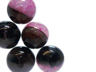 Agate - boule 24 mm, noir rose /5752s