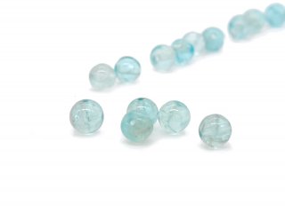 Five pierced, light blue apatite beads