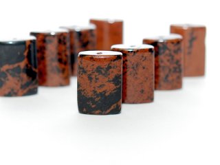 Jaspis - rechteckige Scheibe, 18x25 mm, rotbraun/schwarz /4193s