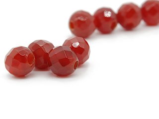 Cornaline - boules à facettes 6 mm rouge, 4 pcs - 4533s