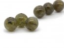 Three green labradorite beads