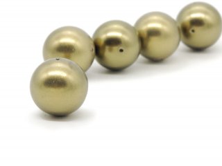 Perle de coquillage - boule 16 mm vert doré /1162s