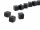 Three black pierced onyx cubes