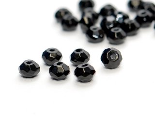 6x Onyx - faceted lentil, 4x6 mm /4037s