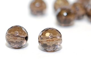 Smoky quartz - faceted spheres 12 mm brown - 2 pcs /1704s