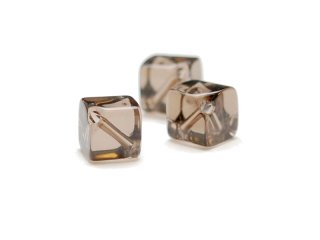3x Smoky quartz - cube, 6 mm /1782s
