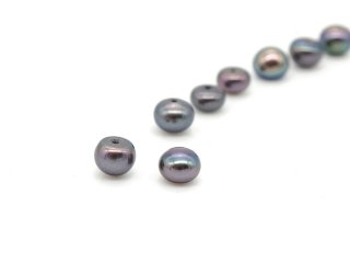 Two pierced, colourful iridescent cultured pearls