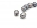 Two oval grey cultured pearls