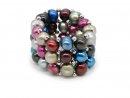 Ring - pearl, woven, multicolor /r146
