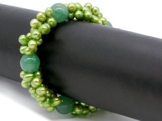Armband - Zuchtperlen und Achat, grün /8952