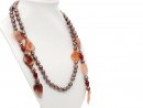 Endless necklace made from cultured pearls and carnelian...