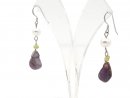 Ear pendants - amethyst, peridot and cultured pearl,...